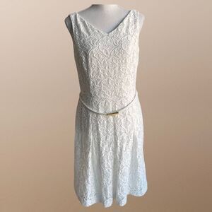 JONES OF NEW YORK white, knee length, lace dress